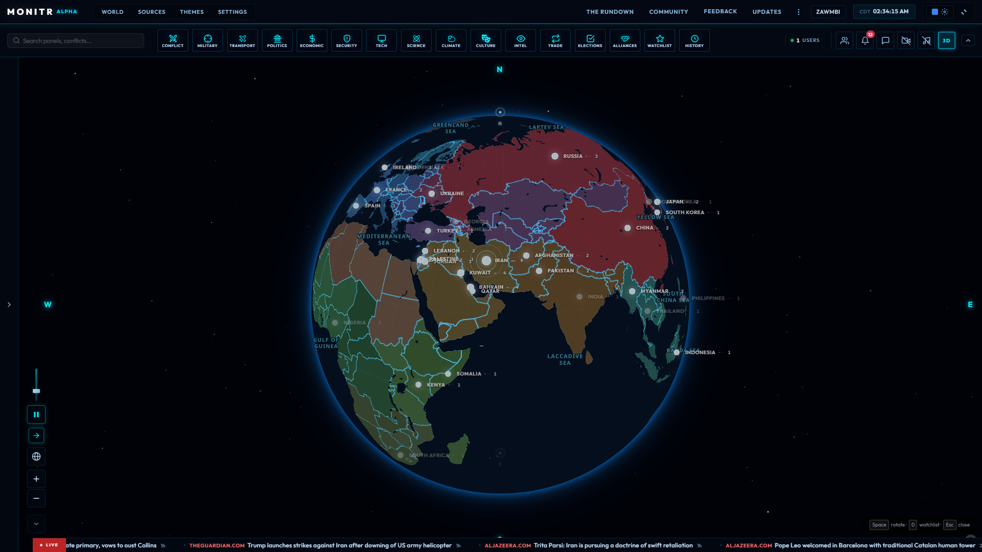 The 3D globe